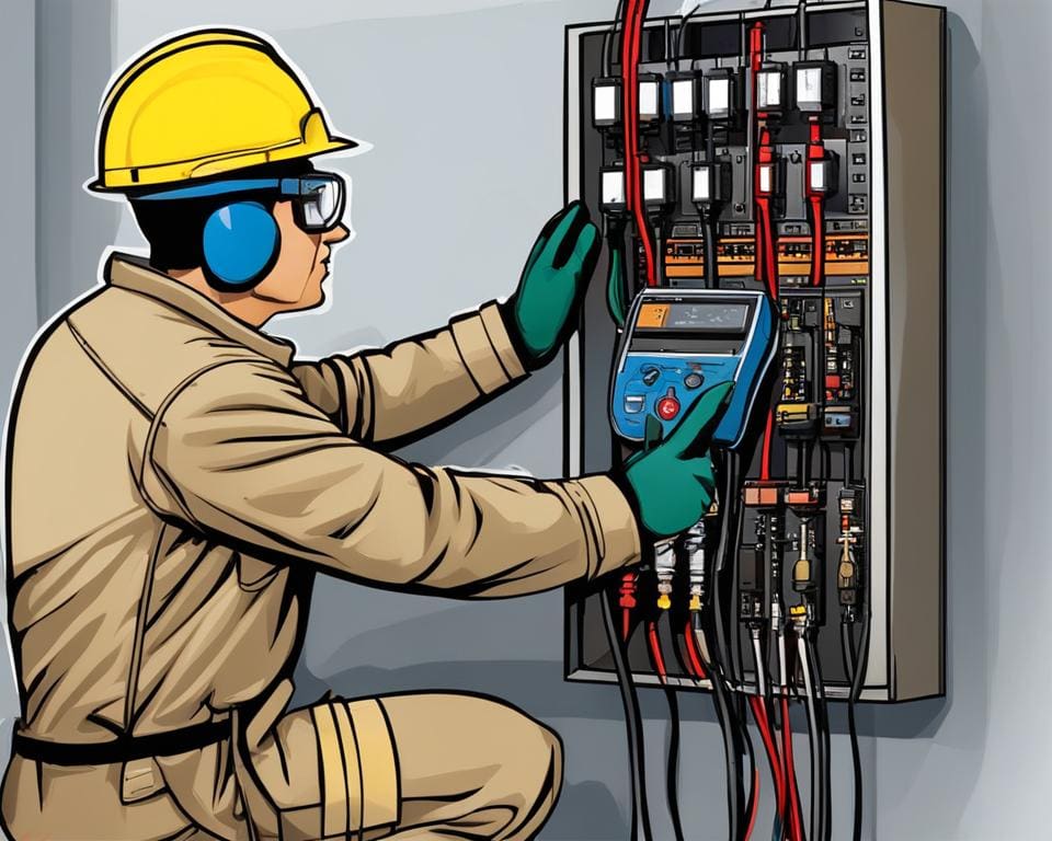 Veiligheidstest van elektrische installatie tijdens een keuring