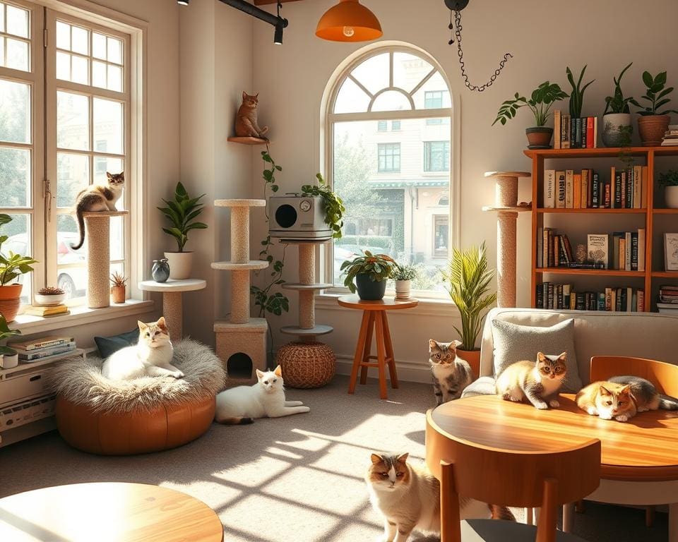 Bezoek een kattencafé voor ontspanning