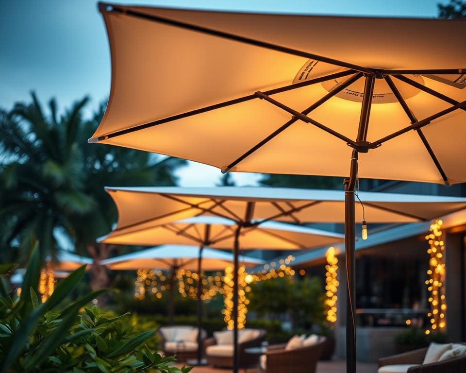 Design parasols met ingebouwde verlichting