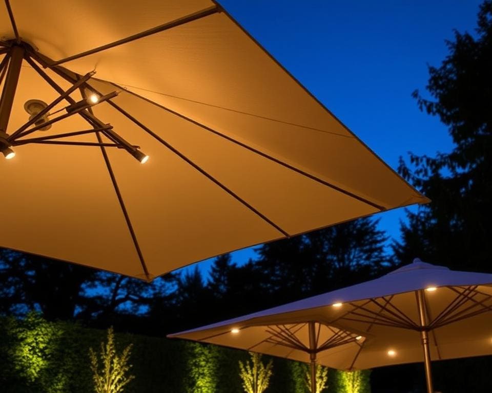 Design parasols met ingebouwde verlichting