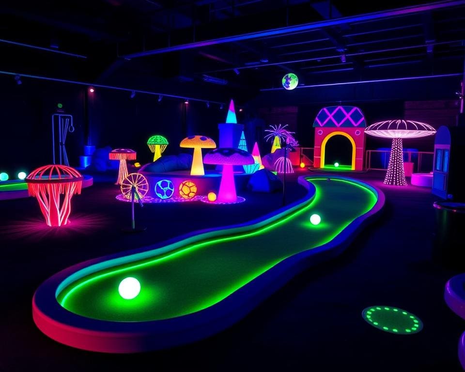 Ga glow-in-the-dark minigolfen