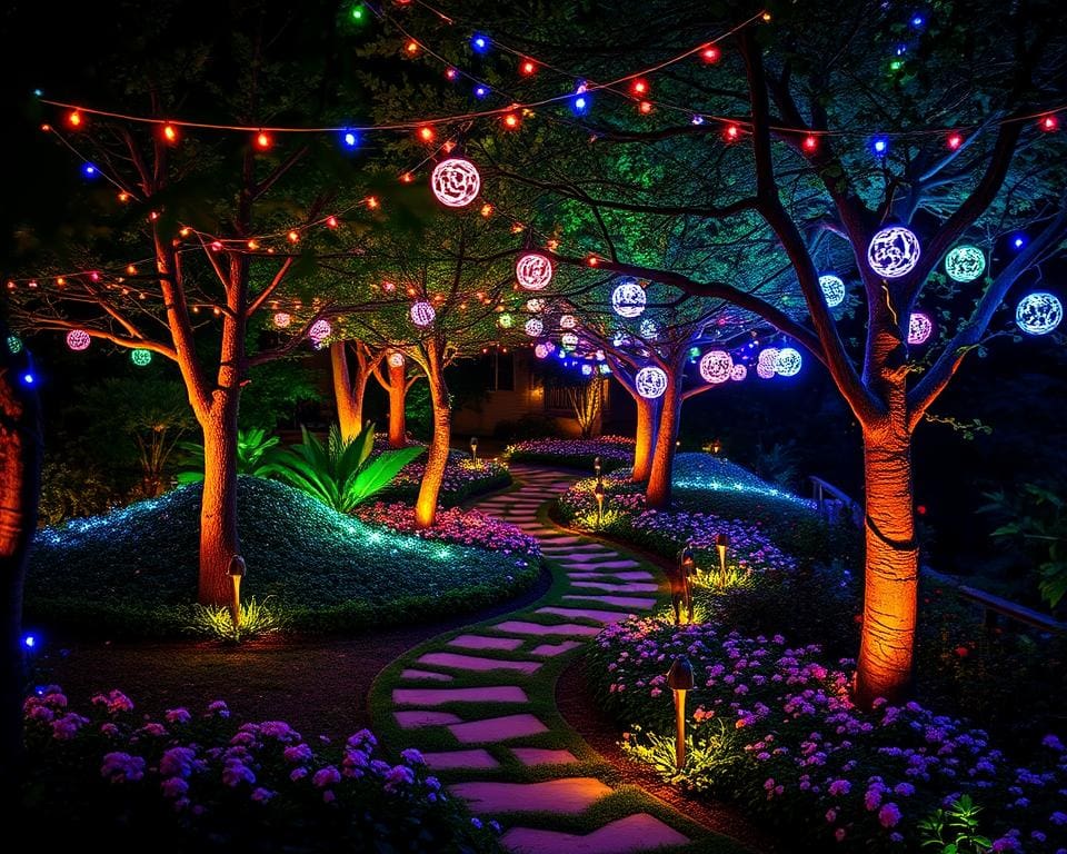 LED lichtslingers tuin