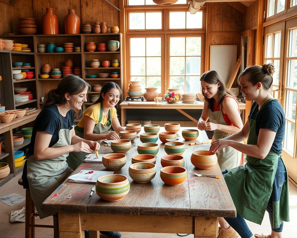 Volg een workshop pottenbakken met vrienden