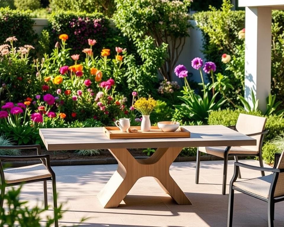 Tuintafels met een geïntegreerd serveerblad voor elke tuin